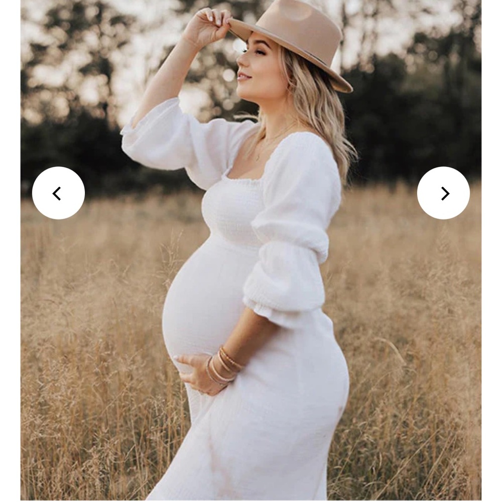 NWT Momyknows White Maternity Dress with Puff Sleeves